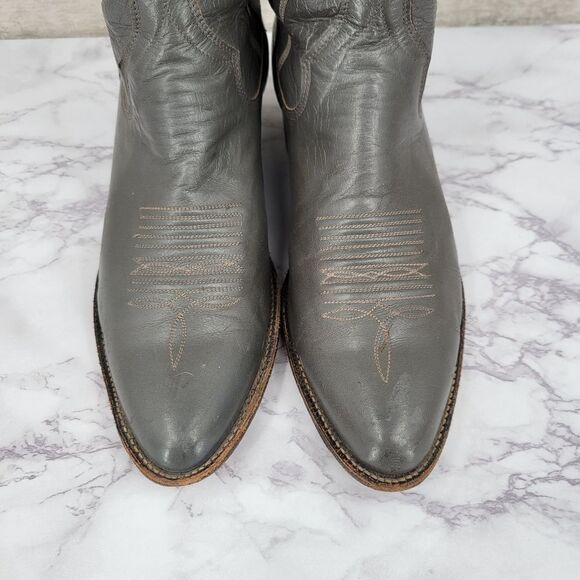 Sanders Vintage Leather Gray Western Cowboy Boots Men's 10D - Picture 4 of 14